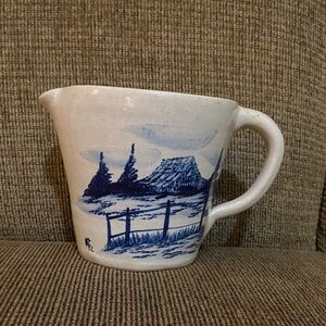 Blue and White Ceramic Pitcher